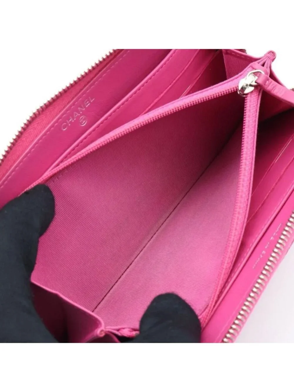 Chanel Zip Around Wallet Quilted Pink